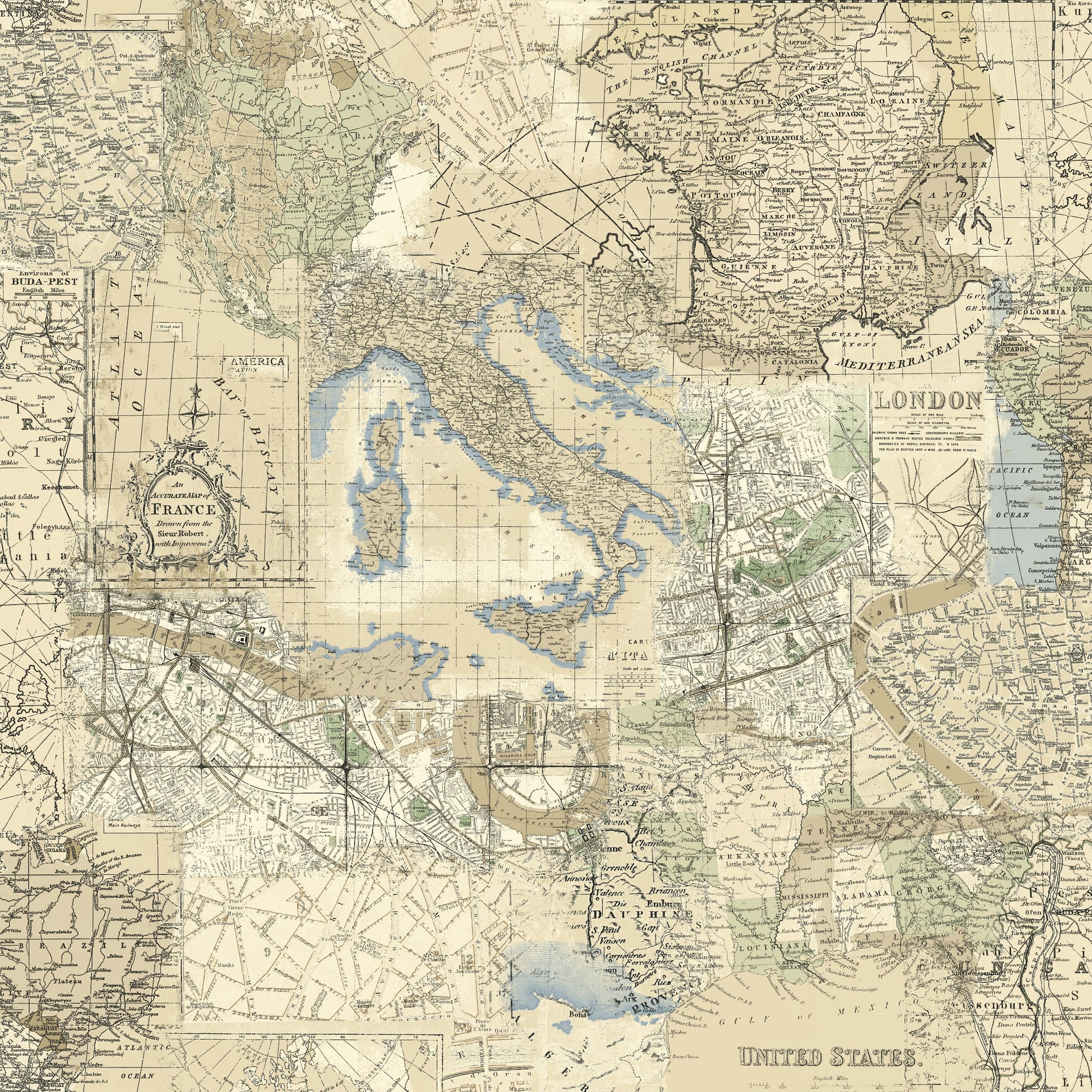 Northcott World Travel Map Cotton Fabric